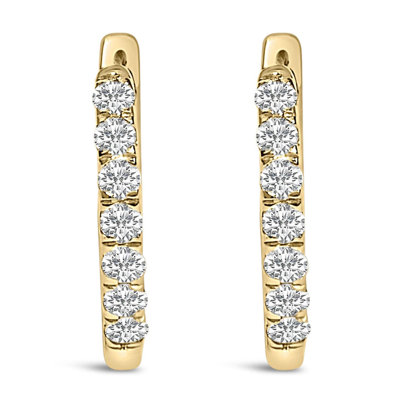 10K Gold 1/4 Cttw Diamond Double Sided Huggie Hoop Earrings 10K gold huggie hoop earrings with round diamond stones set on both sides