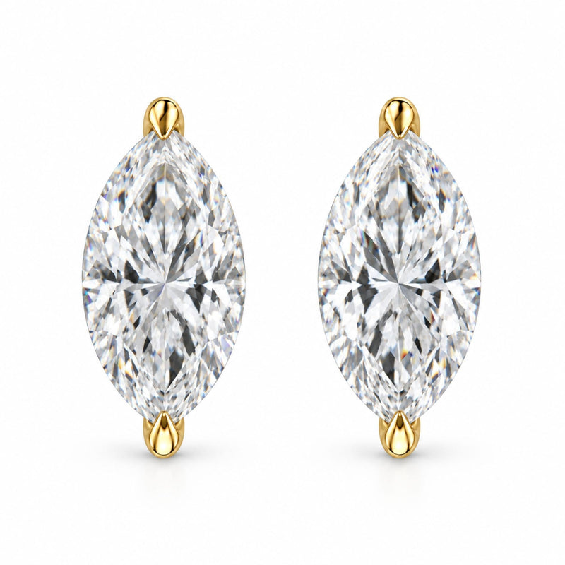14K Gold Lab Grown Marquise Diamond Solitaire Stud Earrings 14K Gold Lab Grown Marquise Diamond Solitaire Stud Earrings-0