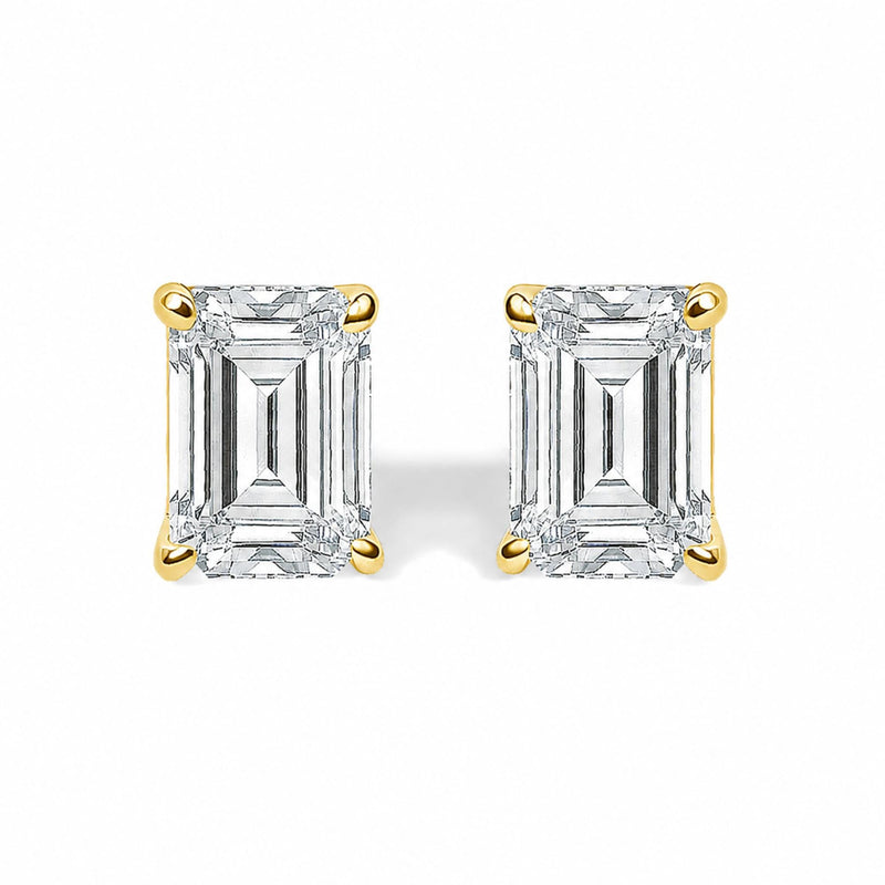 14K Gold Lab Grown Emerald Cut Diamond Solitaire Stud Earrings 14K Gold Lab Grown Emerald Cut Diamond Solitaire Stud Earrings-0