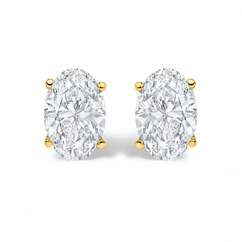14K Gold Lab Grown Oval Solitaire Diamond Stud Earrings 14K Gold Lab Grown Oval Solitaire Diamond Stud Earrings-0