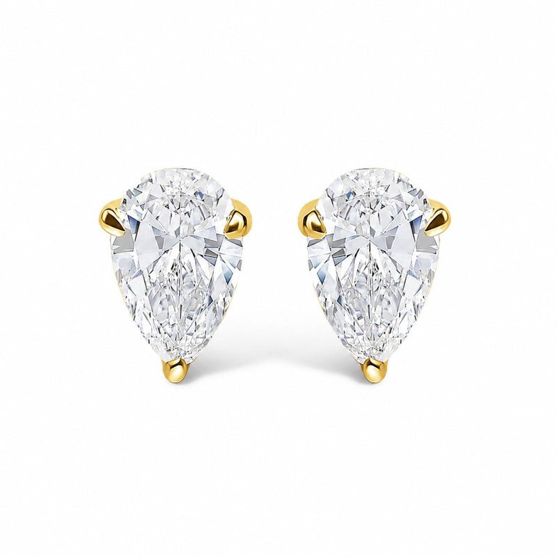 14K Gold Lab Grown Pear Shaped Solitaire Diamond Stud Earrings 14K Gold Lab Grown Pear Shaped Solitaire Diamond Stud Earrings-0