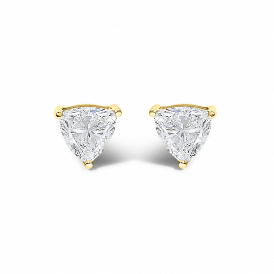 14K Gold Lab Grown Trillion Cut Solitaire Diamond Stud Earrings-0
