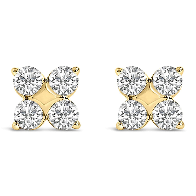 10K Gold 1/2 Cttw Lab Grown Diamond Snowflake Stud Earrings 10K gold snowflake stud earrings with clustered round diamond stones