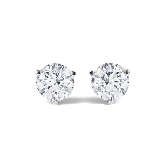 14K Gold Lab Grown Diamond Martini Set Round Solitaire Stud Earrings-0