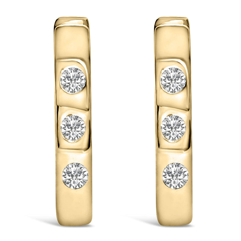 10K Gold 1/10 Cttw Three Stone Lab Grown Diamond Oval Huggies Hoop Earrings 10K gold huggie hoop earrings with 3 oval diamond stones