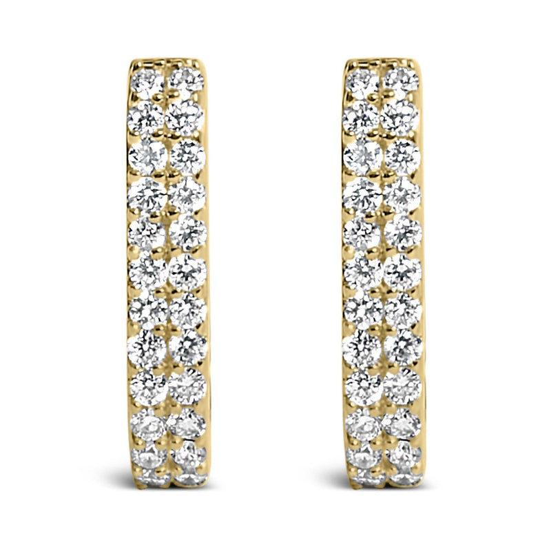 10K Yellow Gold 1/4 Cttw Lab Grown Diamond Double Row Huggie Hoop Earrings 10K yellow gold huggie hoop earrings with double row lab grown diamond stones