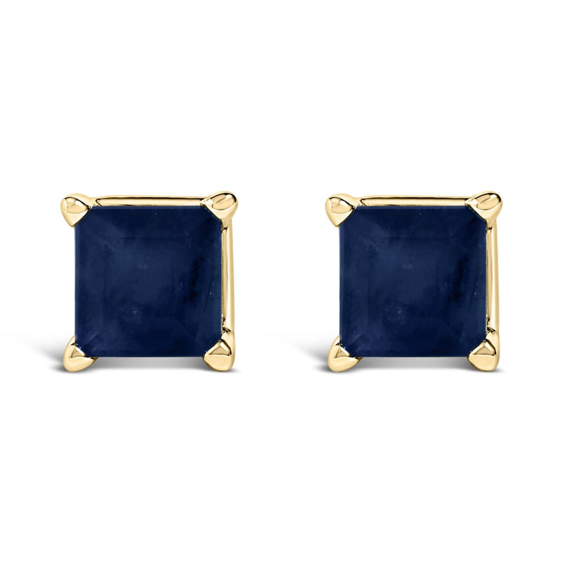 14K Gold 5x5MM Princess Cut Gemstone Solitaire Stud Earrings 14K gold solitaire ring with one princess-cut center stone
