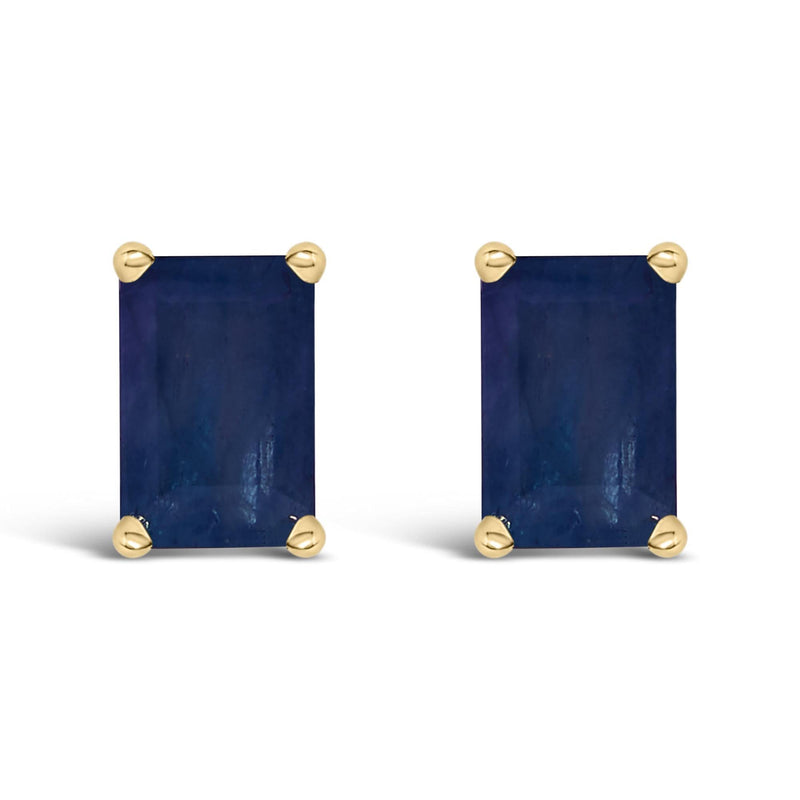 14K Gold 6x4MM Emerald Shaped Gemstone Solitaire Stud Earrings 14K gold ring with emerald-cut emerald in a solitaire setting