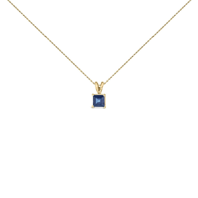 14K Gold 5x5 MM Square Shaped Gemstone Solitaire Pendant Necklace 14K gold solitaire pendant necklace with square shaped center gemstone