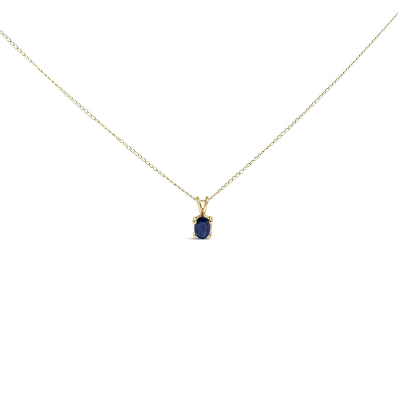 14K Gold 6x4MM Oval Shaped Gemstone Solitaire Pendant Necklace 14K gold oval solitaire pendant necklace with single 6x4mm oval stone