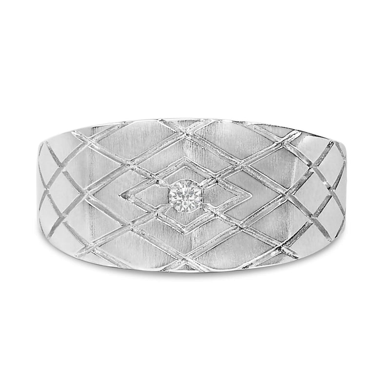 Sterling Silver Diamond Accent Geometric Band Ring 925 sterling silver geometric band ring with flush-set diamond accents