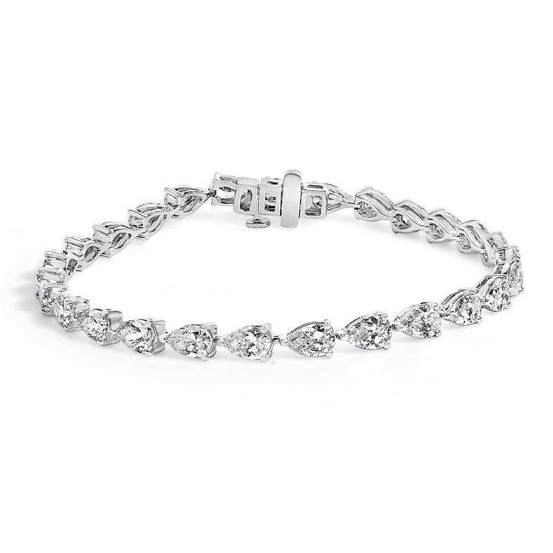 IGI Certified 14K White Gold 8.0 Cttw Pear Cut Lab Grown Diamond Tennis Bracelet 14K white gold tennis bracelet with pear cut lab grown diamond stones