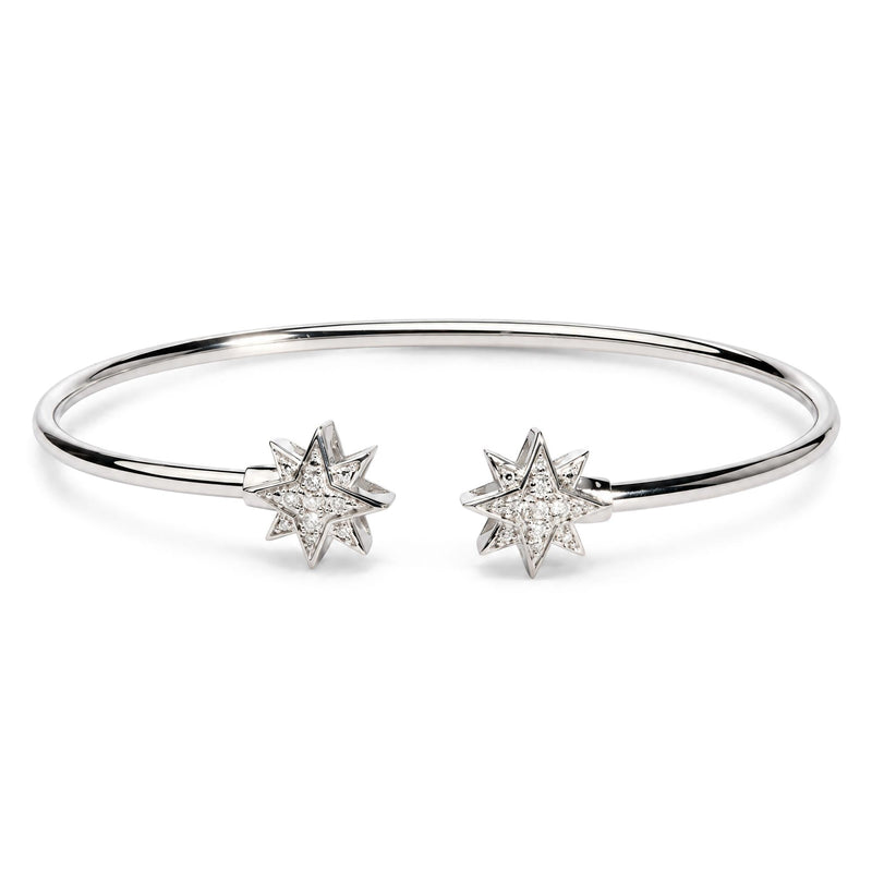 .925 Sterling Silver Diamond Accent Star Flexy Open Bangle Bracelet .925 Sterling Silver Diamond Accent Star Flexy Open Bangle Bracelet-0