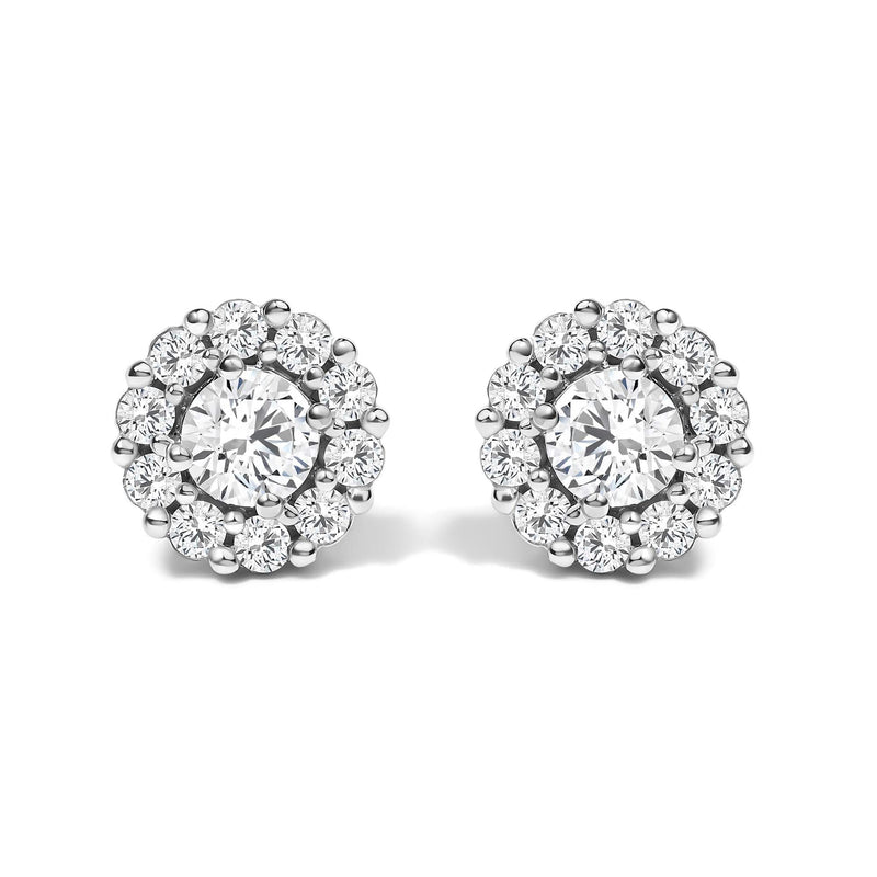 10K White Gold 3.0 Cttw Lab Grown Diamond Halo Stud Earrings 10K White Gold 3.0 Cttw Lab Grown Diamond Halo Stud Earrings-0