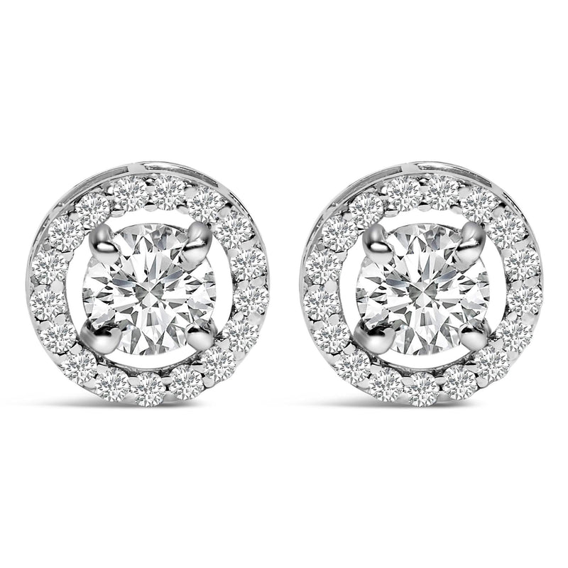 Men's 14K White Gold 1 3/4 Cttw Lab Grown Diamond Halo Cufflink 14K white gold cufflinks with round lab grown diamond halo stones