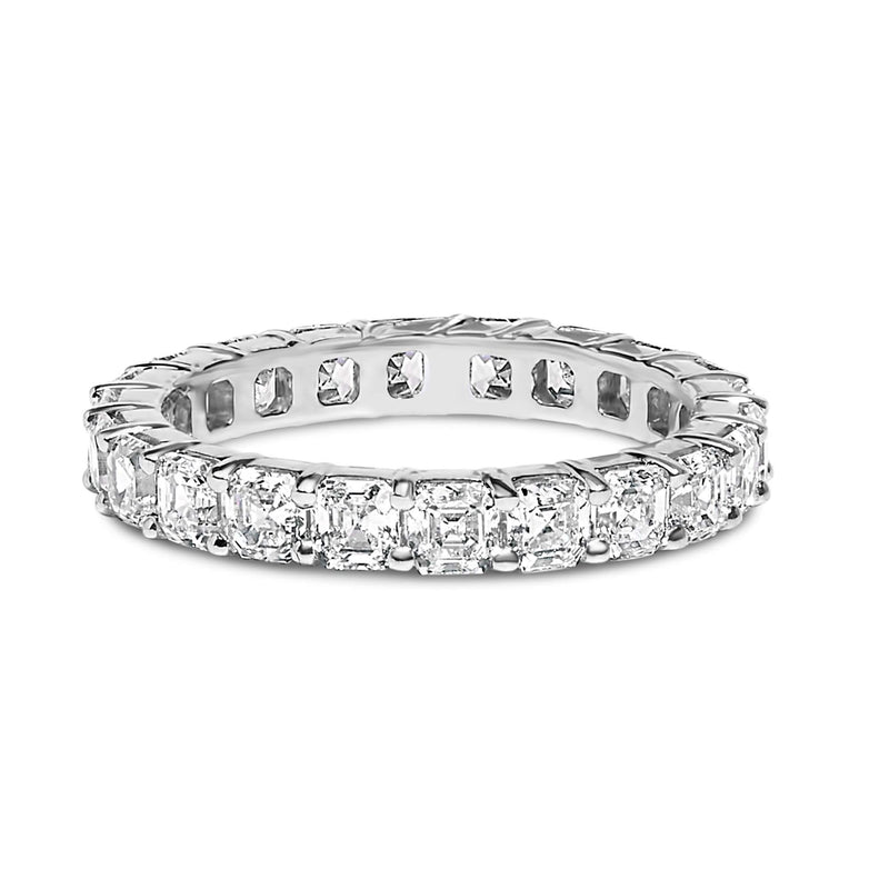 14K White Gold 2 1/3 Cttw Asscher Cut Lab Grown Diamond Eternity Band Ring (E-F Color, VS1-VS2 Clarity) - Ring Size 5.5 14K white gold eternity ring with Asscher cut diamond stones around the band