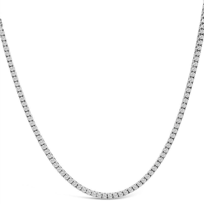 14K White Gold 10 3/4 Cttw Lab Grown Diamond Tennis Necklace 14K white gold tennis necklace with round lab grown diamond stones