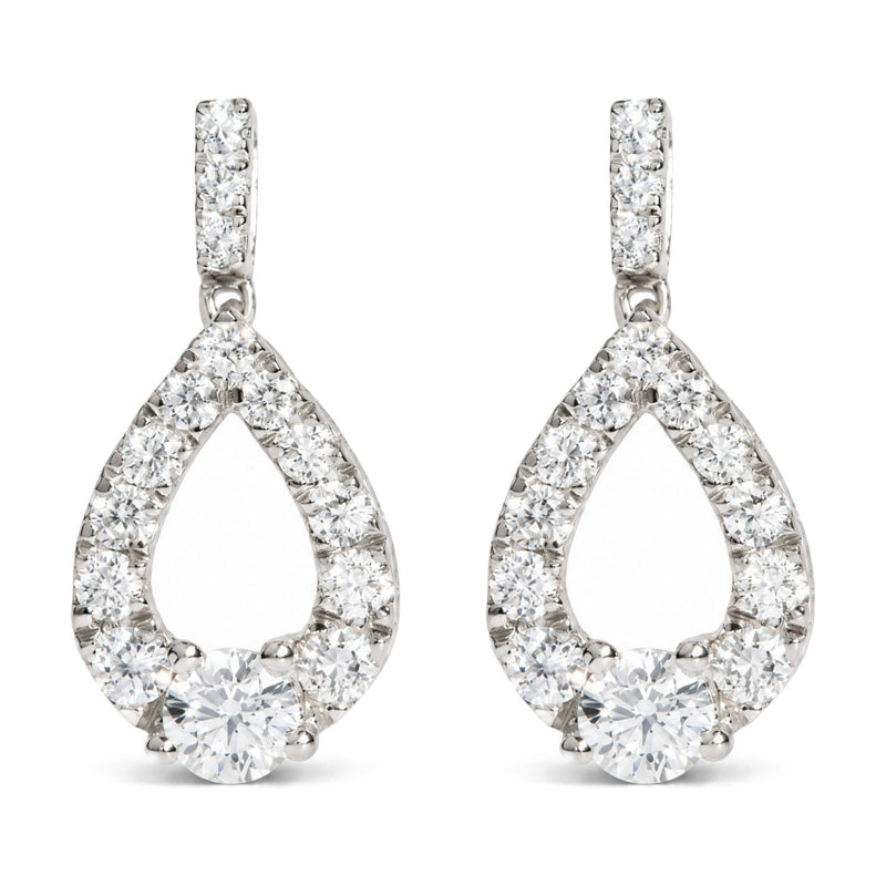925 Sterling Silver 1 Cttw Round Lab Grown Diamond Open Teardrop Drop Earrings