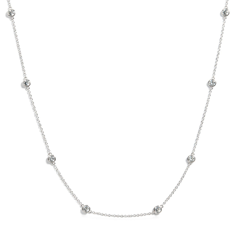 .925 Sterling Silver 2.00 Cttw Lab Grown Diamond Bezel Set Station Necklace