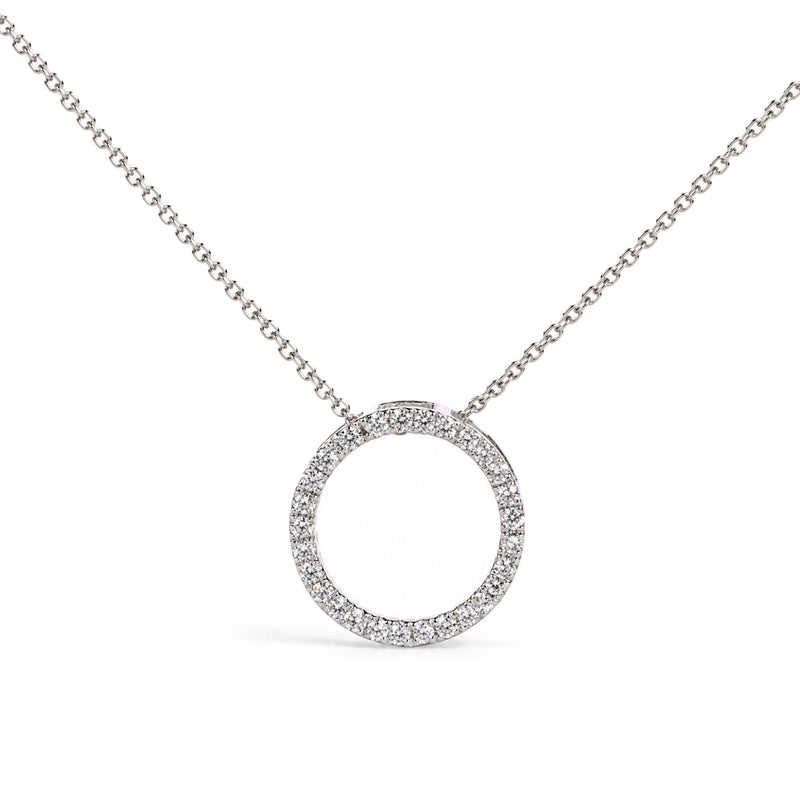 925 Sterling Silver 1/4 Cttw Lab Grown Diamond Open Circle Pendant Necklace