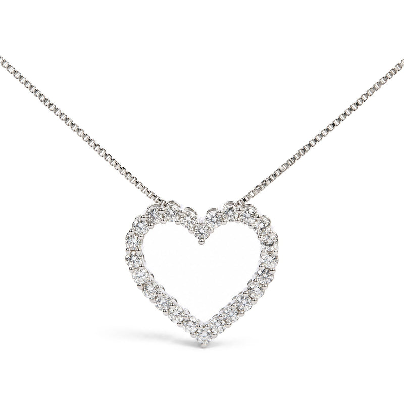 .925 Sterling Silver 1/2 Cttw Lab Grown Diamond Open Heart Pendant Necklace
