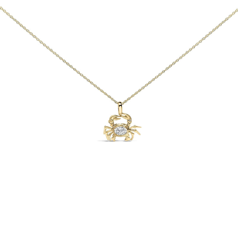 14K Yellow Gold 1/5 Cttw Lab Grown Diamond Crab Pendant Necklace 14K Yellow Gold 1/5 Cttw Lab Grown Diamond Crab Pendant Necklace-0