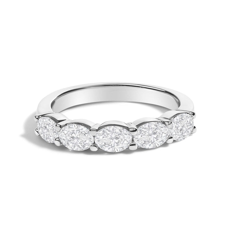 14K White Gold 1 1/4 Cttw Lab Grown Oval East West Band Ring 14K white gold ring with one oval east west lab grown diamond