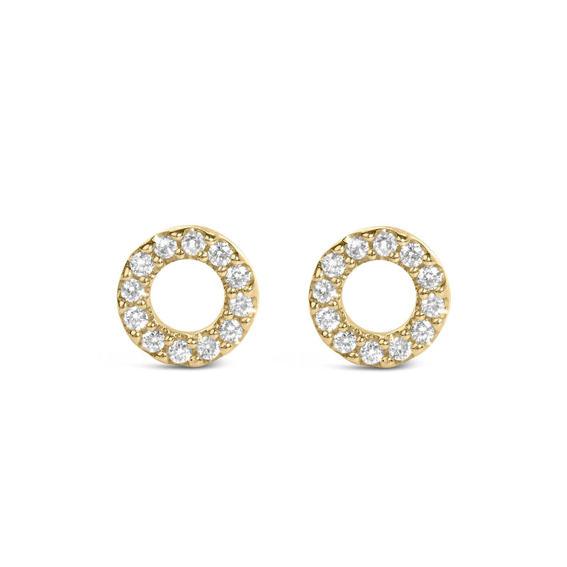 14K White Gold 1/10 Cttw Diamond Open Circle Stud Earrings, view 2