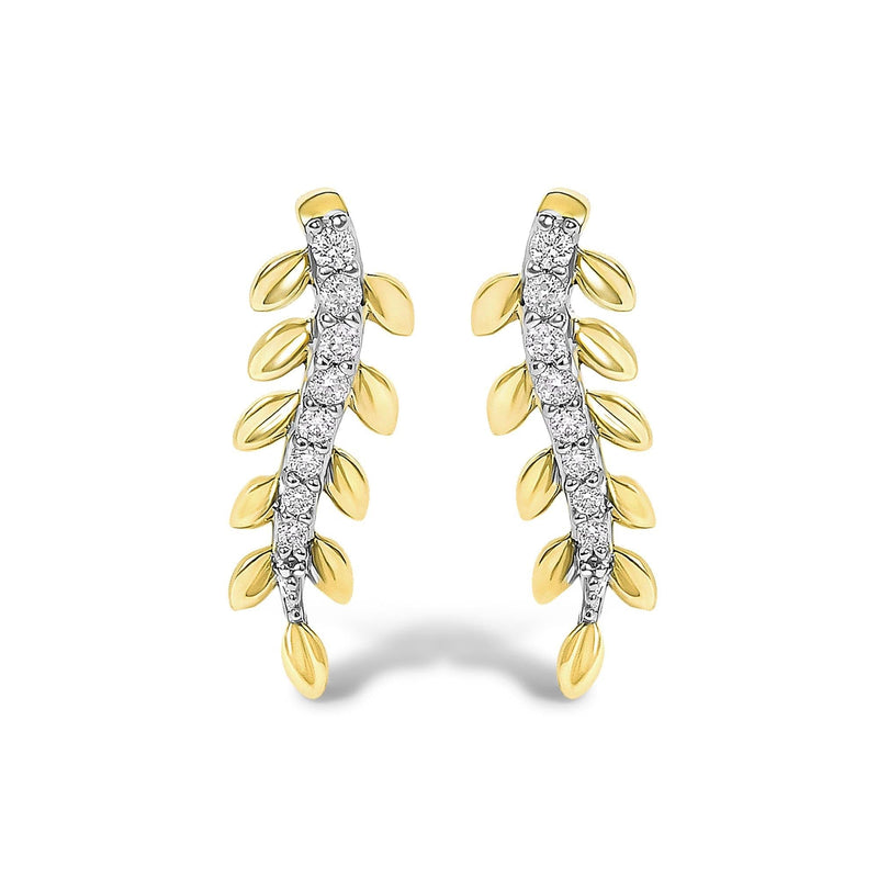 14K Yellow Gold 1/10 Cttw Diamond Leaf Drop Stud Earrings 14K Yellow Gold 1/10 Cttw Diamond Leaf Drop Stud Earrings-0