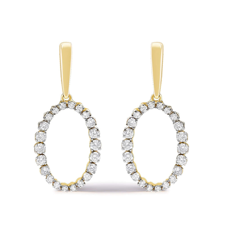 14K Yellow Gold Graduating 1/2 Cttw Diamond Oval Dangle Earrings 14K Yellow Gold Graduating 1/2 Cttw Diamond Oval Dangle Earrings-0