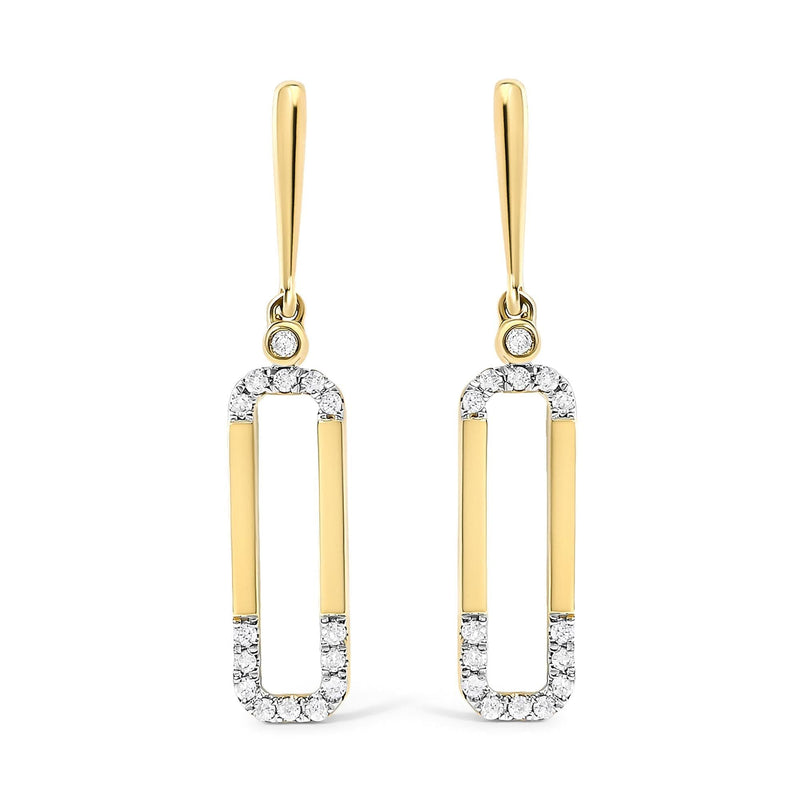 14K Yellow Gold 1/5 Cttw Diamond Paper Clip Dangle Earrings 14K Yellow Gold 1/5 Cttw Diamond Paper Clip Dangle Earrings-0
