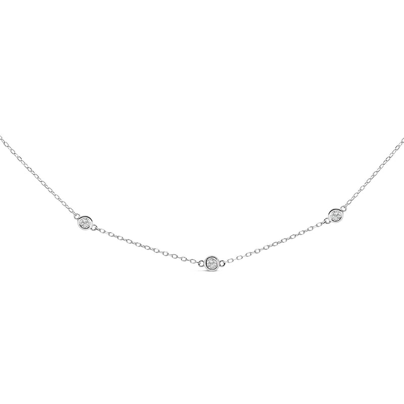 14K White Gold 1/2 Cttw Bezel Set Diamond Station Necklace 14K White Gold 1/2 Cttw Bezel Set Diamond Station Necklace-0