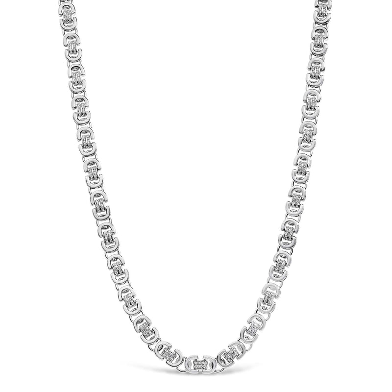 Sterling Silver 2 1/2 Cttw Diamond Eternity Men's Station Necklace 925 sterling silver station necklace with 2 ct eternity-set diamond stones