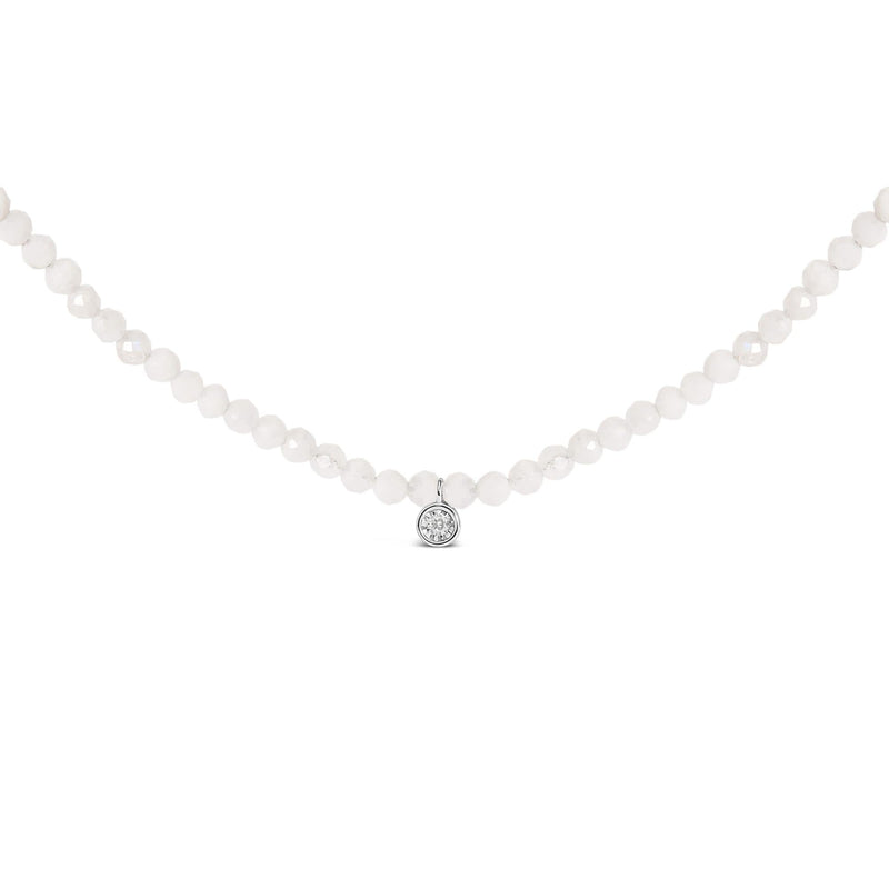 Sterling Silver Moonstone Bead Station Necklace with Diamond Accent Sterling Silver Moonstone Bead Station Necklace with Diamond Accent-0