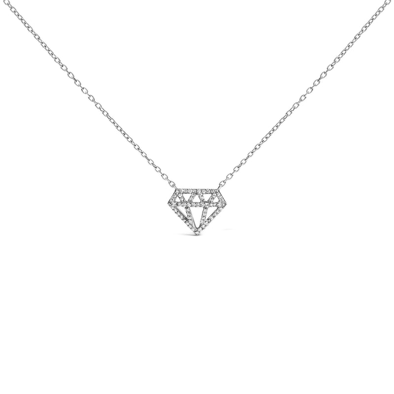 Sterling Silver 1/6 Cttw Diamond Shaped Diamond Pendant Necklace 925 sterling silver necklace with diamond-shaped cluster of round diamond stones