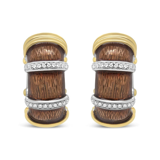 18K white gold huggie hoop earrings with round diamond stones