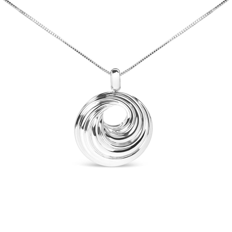 .925 Sterling Silver Endless Wave Swirl Statement Medallion 18 925 sterling silver endless wave swirl medallion pendant necklace on 18-inch chain