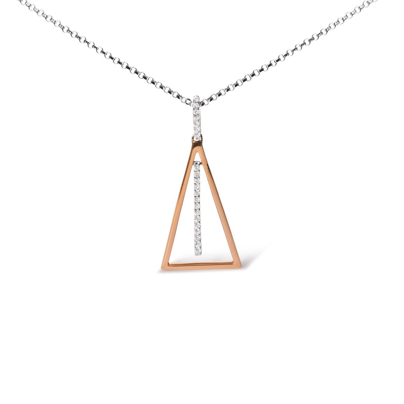 14K Rose and White Gold 1/8 Cttw Diamond Windchime 18 14K white and rose gold necklace with round diamond windchime pendant