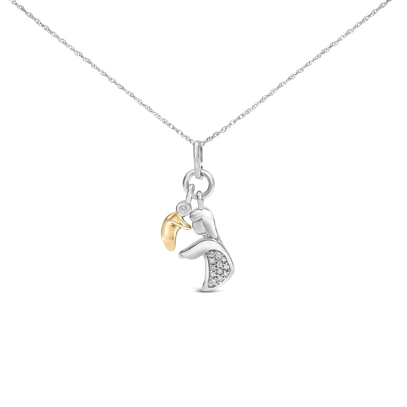 14K Yellow Gold Plated Sterling Silver Diamond Accent Mom and Child Pendant Necklace 14K yellow gold plated silver mom and child pendant with diamond accent