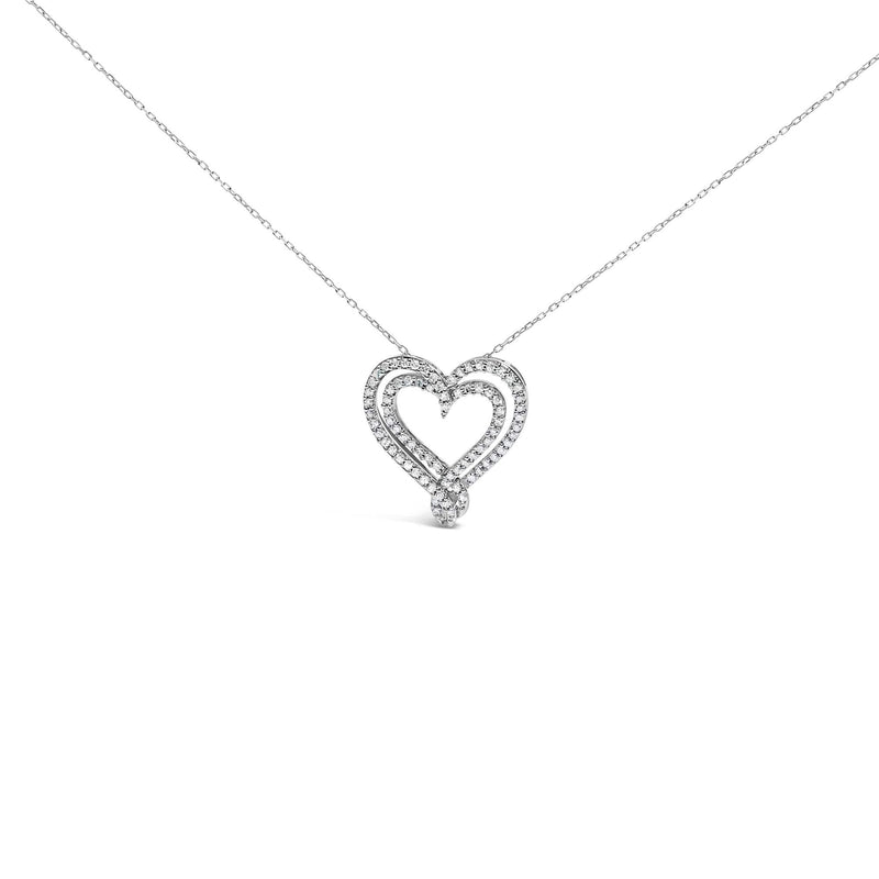 Sterling Silver 1/2 Cttw Diamond Heart Pendant Necklace 925 sterling silver necklace with heart diamond pendant, 2 ct total
