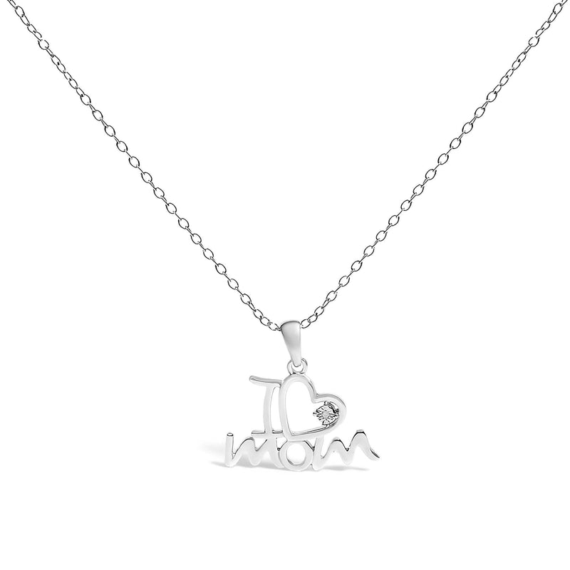.925 Sterling Silver Diamond Accent 925 sterling silver heart pendant necklace with heart diamond accent stones