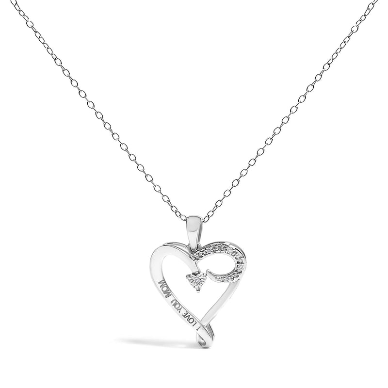 .925 Sterling Silver Diamond Accent 925 sterling silver heart pendant necklace with heart diamond accent stones