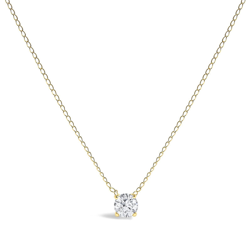 14K Gold Floating 1/2 Cttw Lab Grown Diamond Solitaire Pendant Necklace - 18 14K gold necklace with 1 floating lab grown diamond solitaire stone