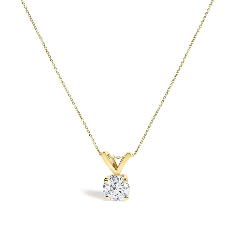 14K Gold Lab Grown Diamond Round Solitaire Pendant Necklace 14K Gold Lab Grown Diamond Round Solitaire Pendant Necklace-0