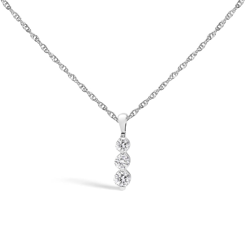 .925 Sterling Silver 1/7 Cttw Lab Grown Diamond Three Stone Diamond Pendant Necklace - 18 925 sterling silver necklace with 3 round lab grown diamond stones