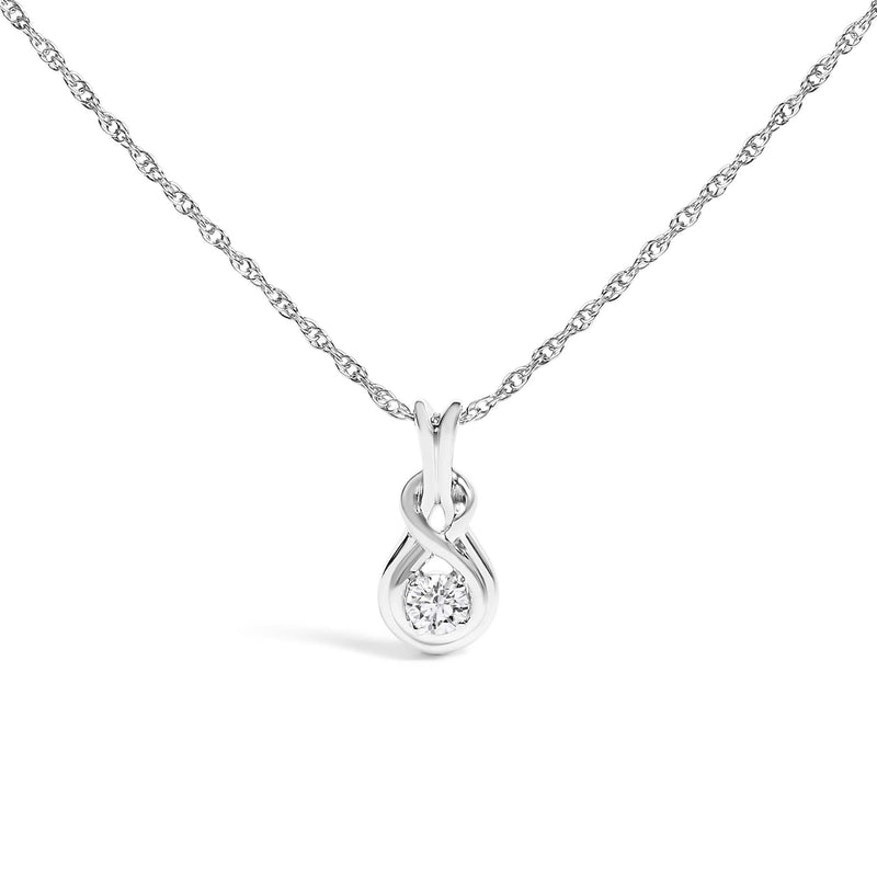 .925 Sterling Silver 1/10 Cttw Lab Grown Diamond Love Knot Solitaire Pendant Necklace - Size 18 Inches .925 Sterling Silver 1/10 Cttw Lab Grown Diamond Love Knot Solitaire Pendant Necklace - Size 18 Inches-0