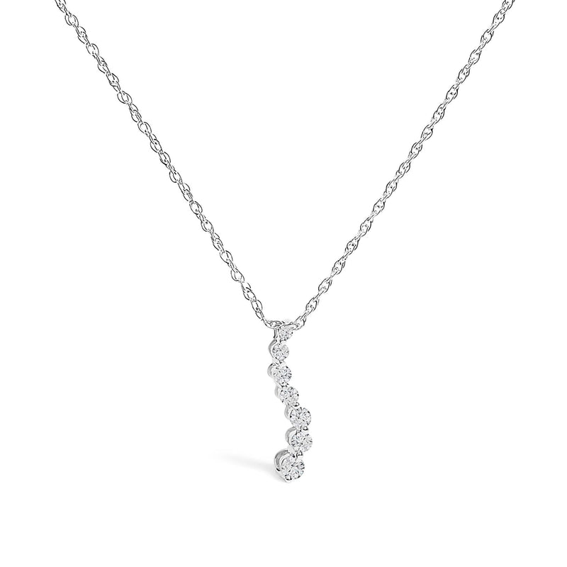 .925 Sterling Silver 1/4 Cttw Lab Grown Diamond Journey Pendant Necklace - 18 925 sterling silver journey pendant necklace with lab grown diamond stones
