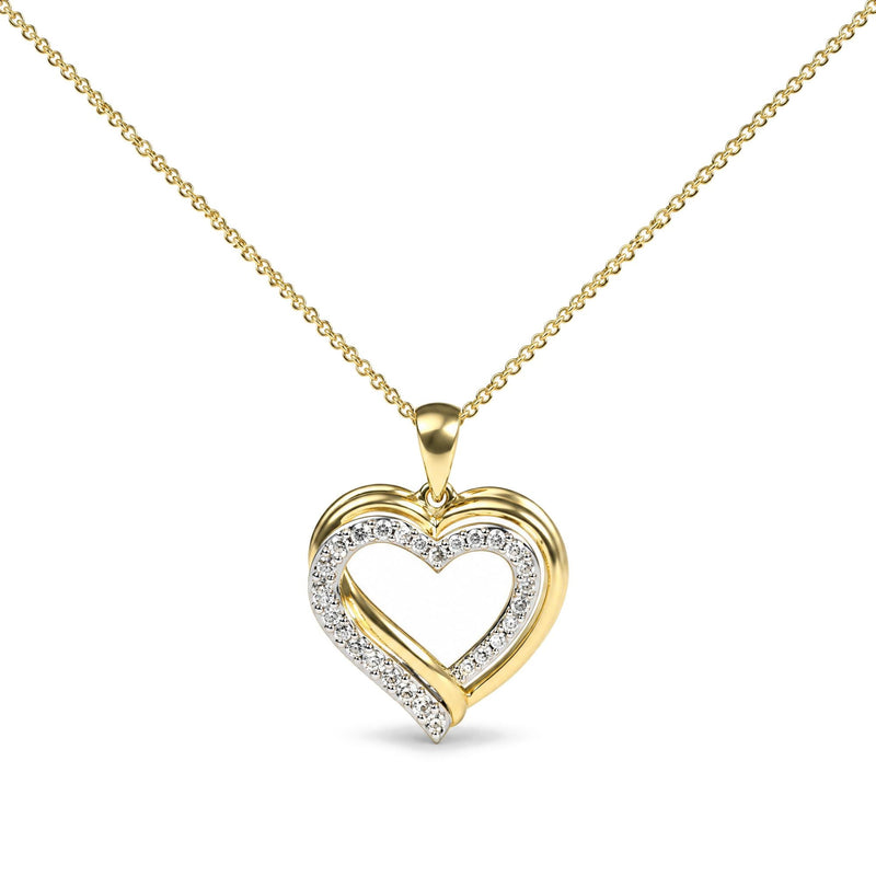 .925 Sterling Silver 1/10 Cttw Diamond Heart Pendant Necklace