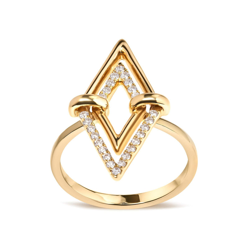 14K Yellow Gold 1/5 Cttw Diamond Double Triangle Ring (G-H Color, SI1-SI2 Clarity) - Size 7 14K yellow gold ring with pave diamond stones in double triangle formation