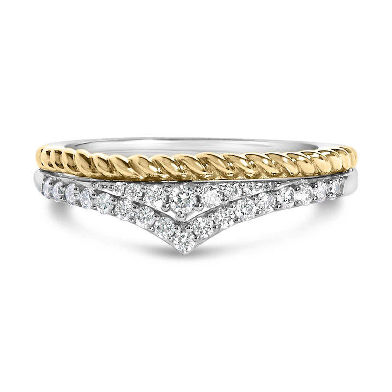 10K Yellow Gold Plated Sterling Silver 1/4 Cttw Diamond Chevron and Rope Band Ring 10K Yellow Gold Plated Sterling Silver 1/4 Cttw Diamond Chevron and Rope Band Ring-0